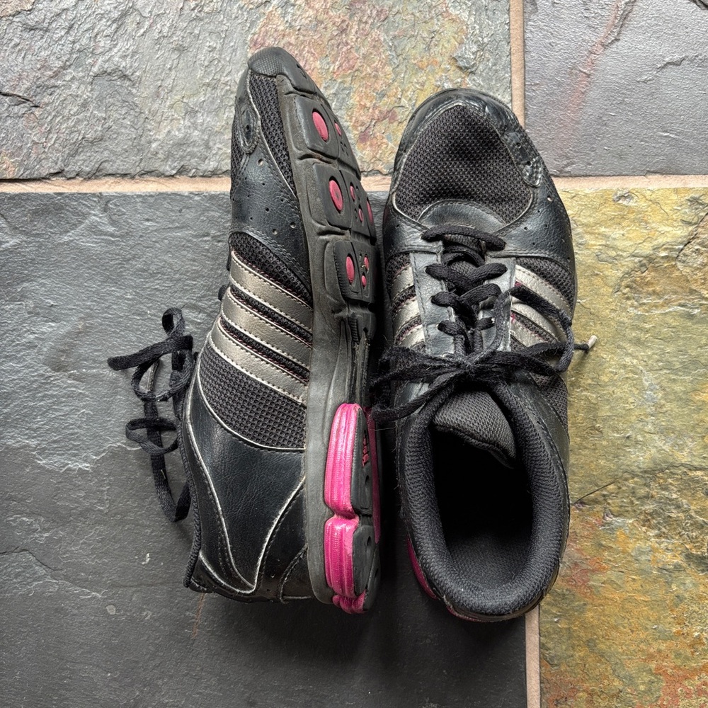 Vintage Adidas Black and Hot Pink Athletic Shoes